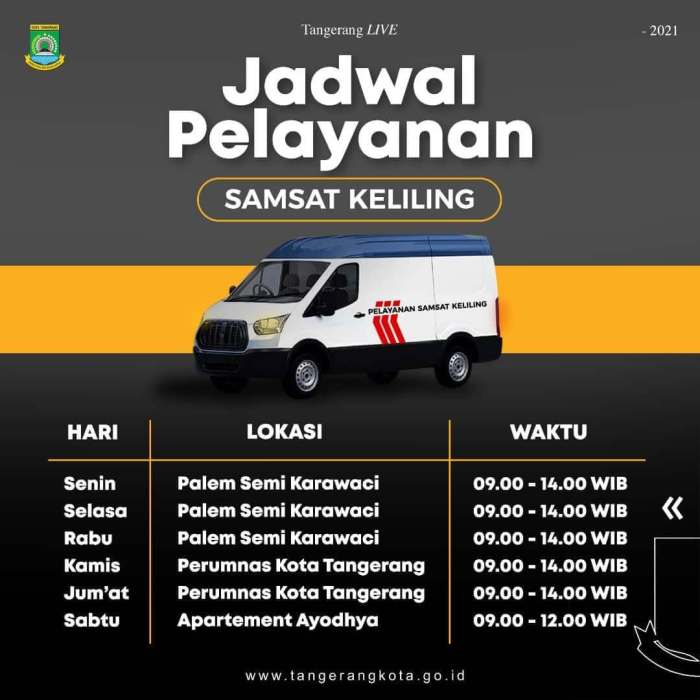 Keliling samsat karawang jadwal layanan Februari hari lokasi p3d